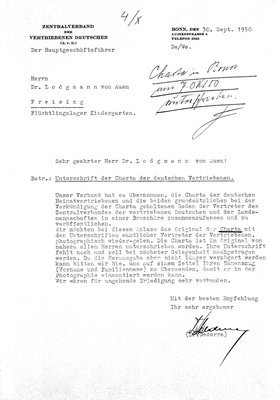 Einige Vertriebenenfunktionäre wie der einflussreiche Chef der Sudetendeutschen Landsmannschaft Rudolf Lodgman von Auen unterzeichneten die Charta erst Monate später.